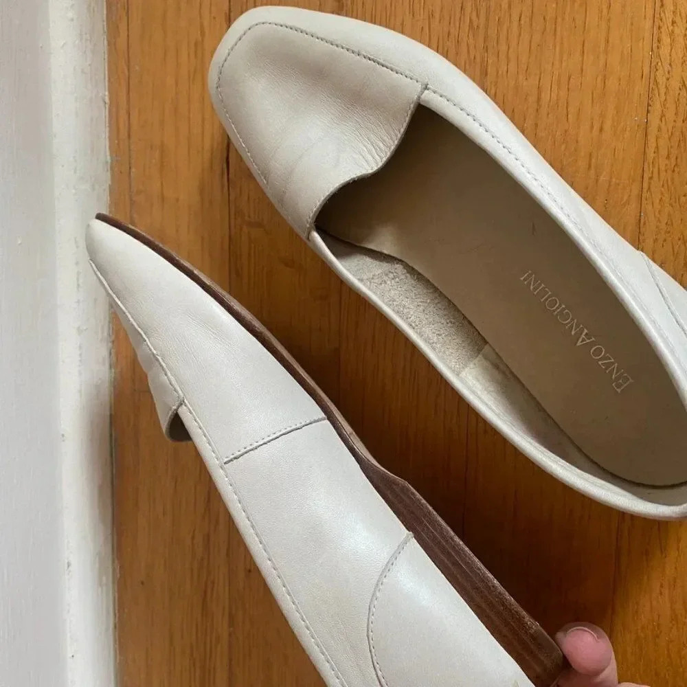 Enzo Angiolini White Leather Loafers - Picture 9 of 12